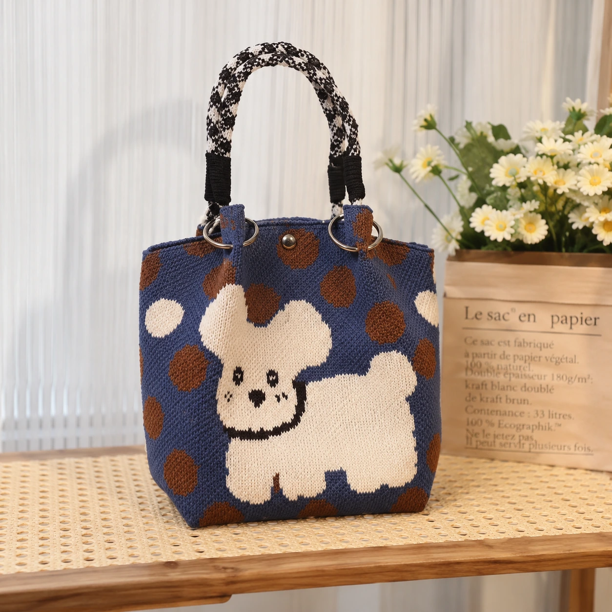 Blue Check Puppy — AI-enhanced product image