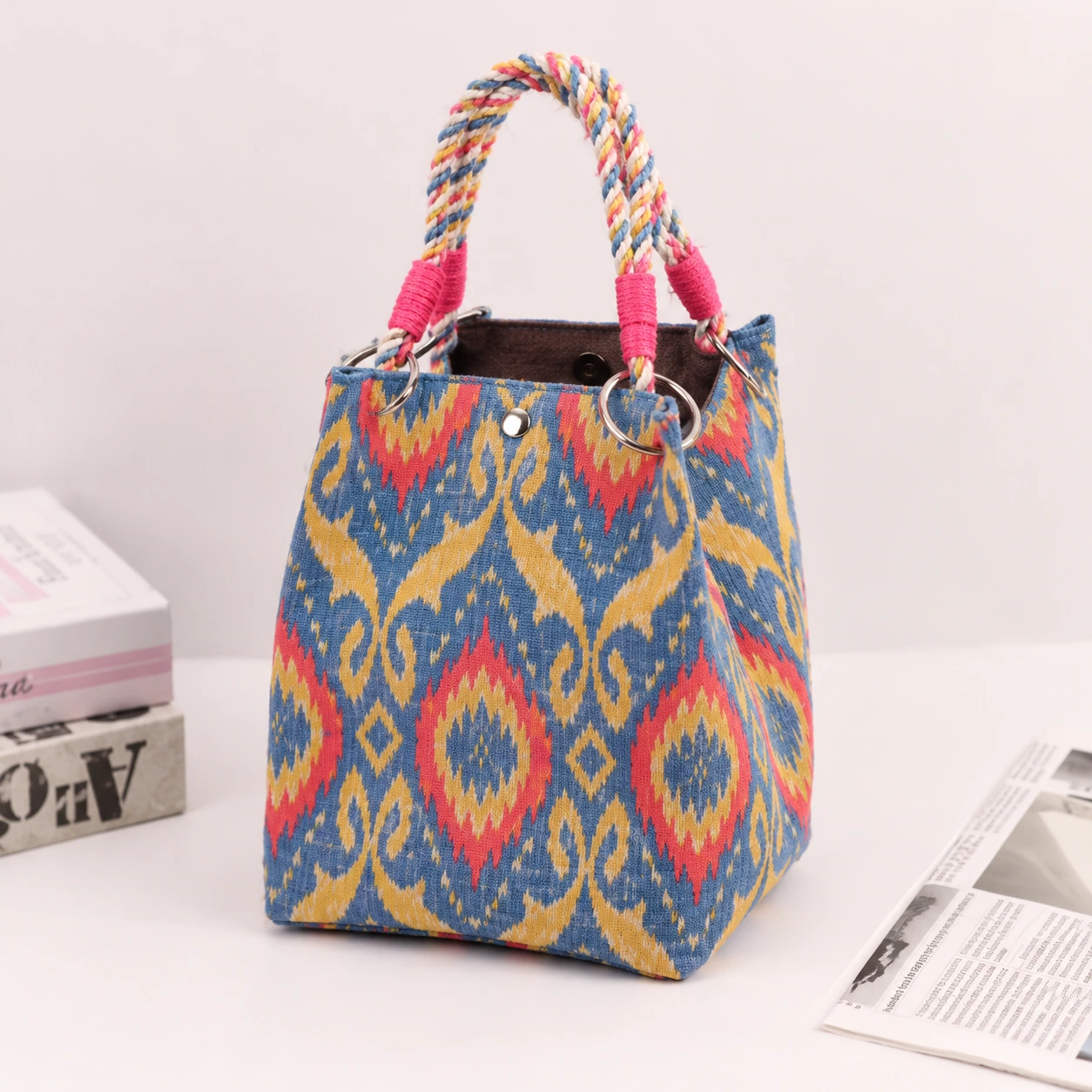 Blue Gold Ikat — AI-enhanced product image