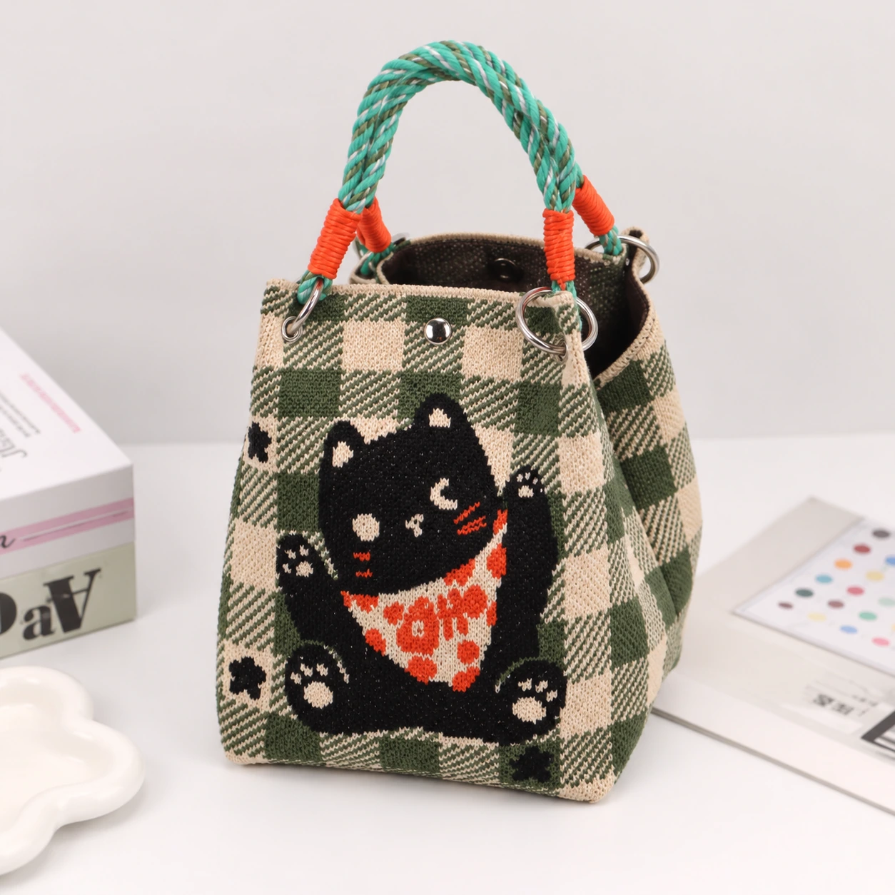Gingham Black Cat — AI-enhanced product image