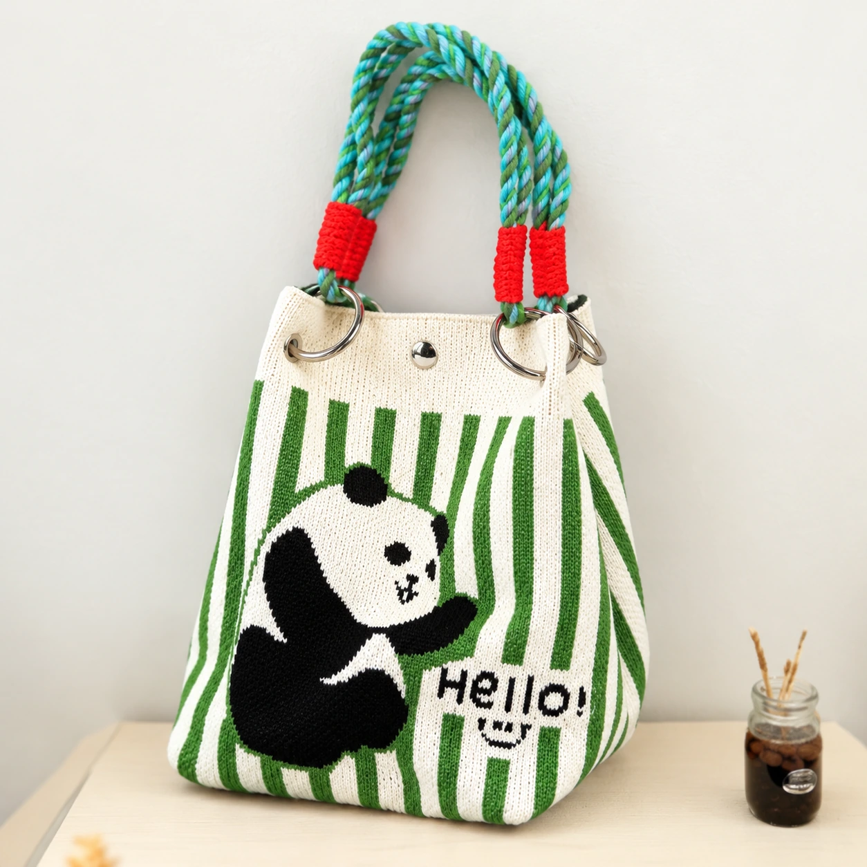 Green Stripe Panda — AI-enhanced product image