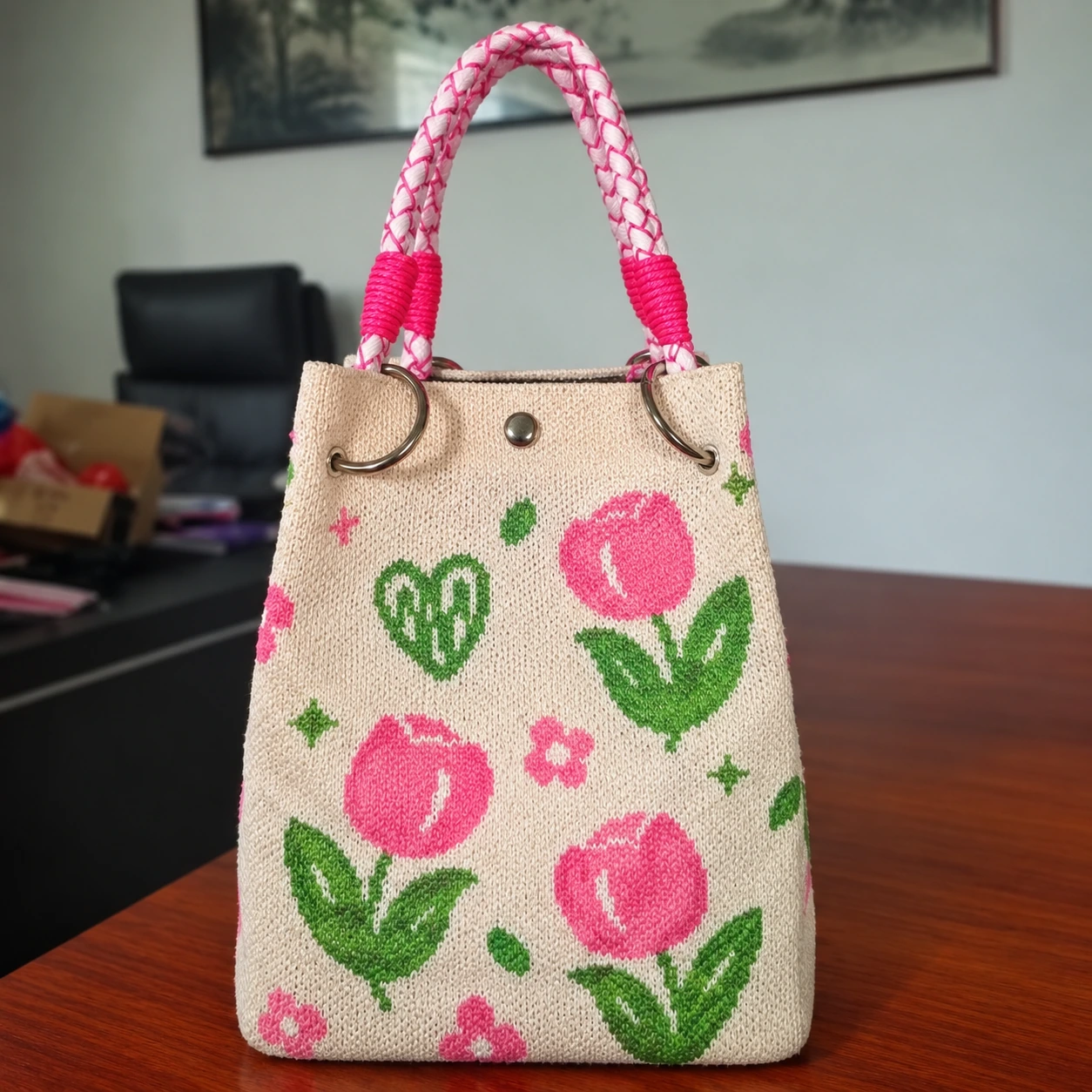 Pink Tulip Garden — AI-enhanced product image