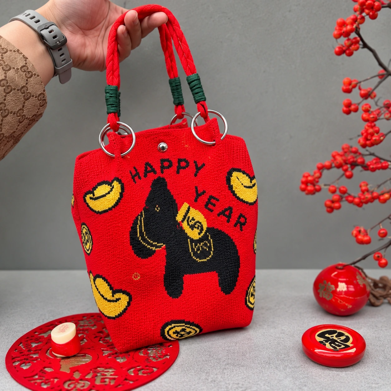 Red Celebration Horse — AI-enhanced product image