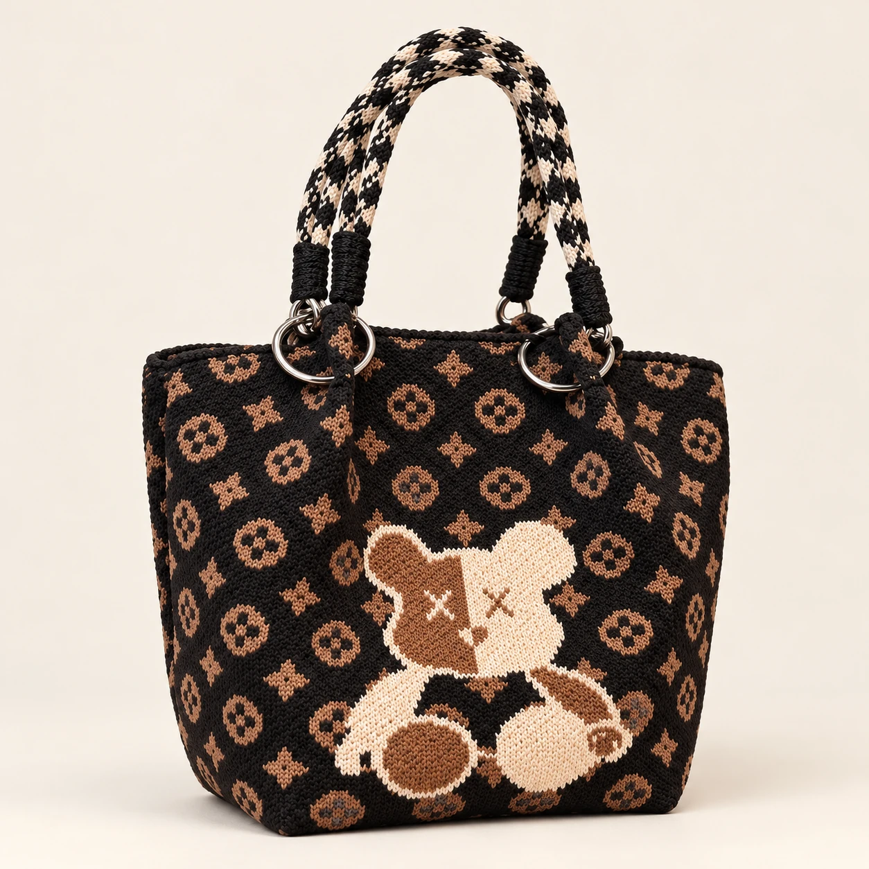 Mocha Teddy Knit Bag — AI-enhanced product image