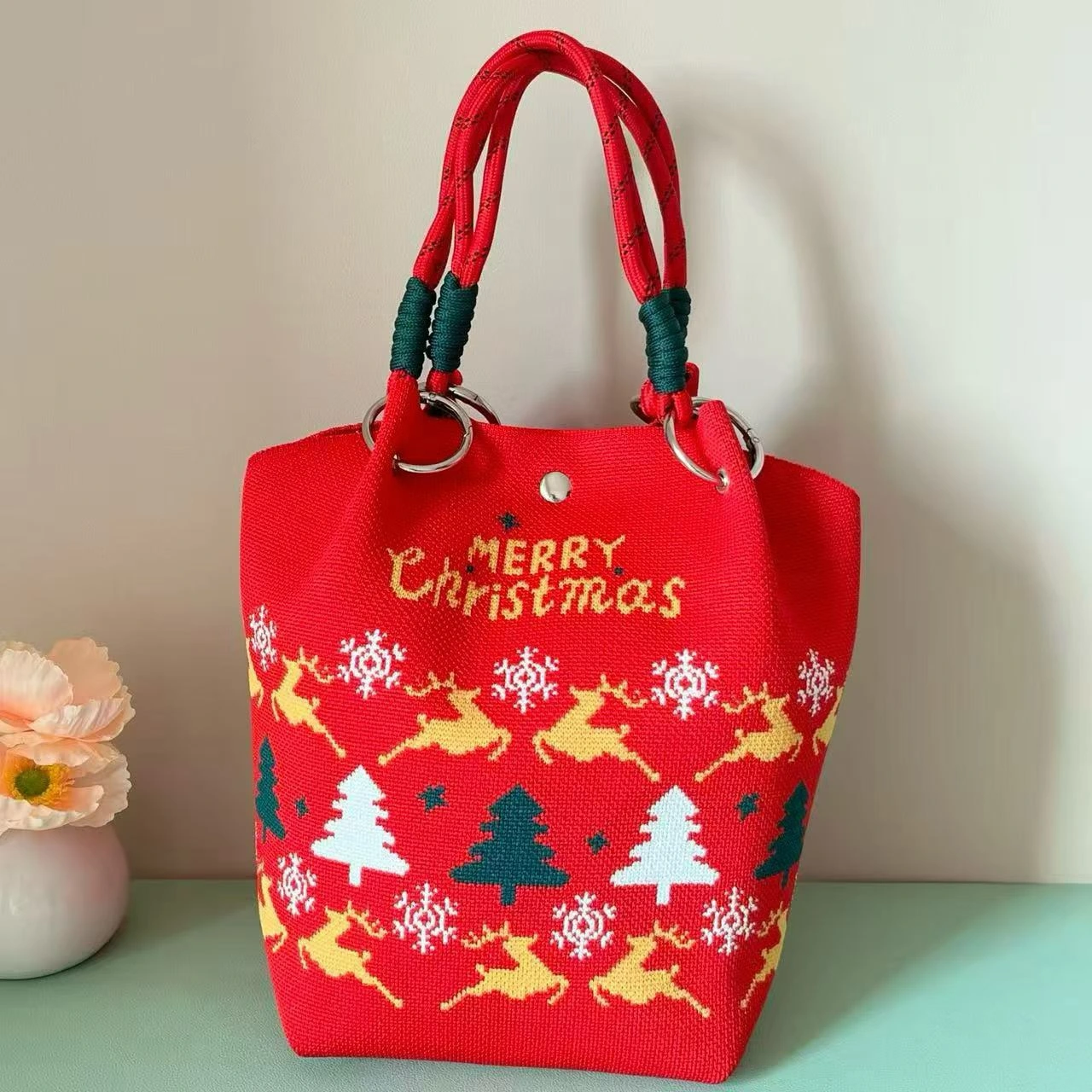 Red Christmas Knit Bag Series — supplied photo: Reindeer